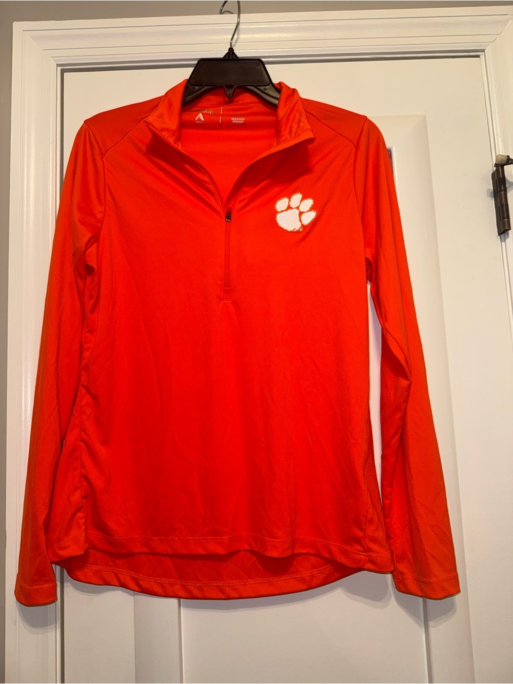 Antigua Women's Bright Orange Quarter-Zip Pullover with Paw Emblem